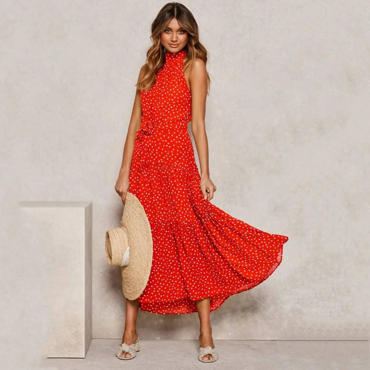 Polka Dot Halter Dress