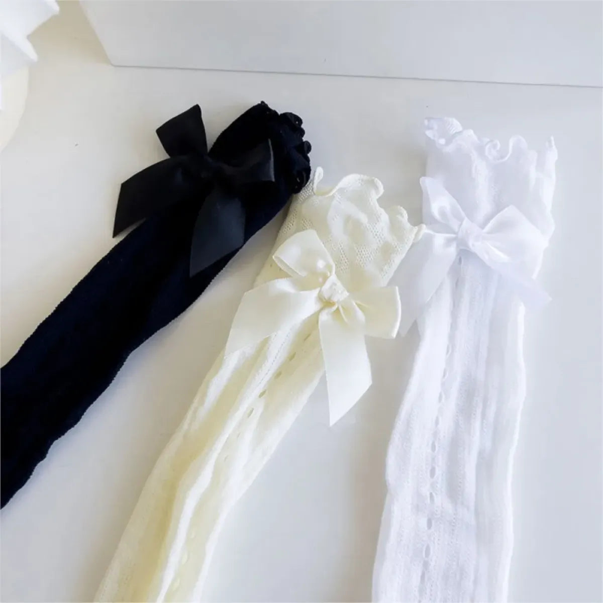 Princess Bowknot Lace Socks - Spring/Summer Calf-Length Stockings