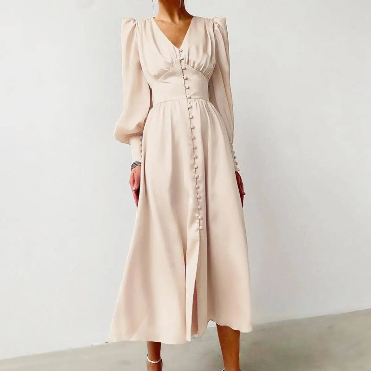 Satin Puff Sleeve Dress