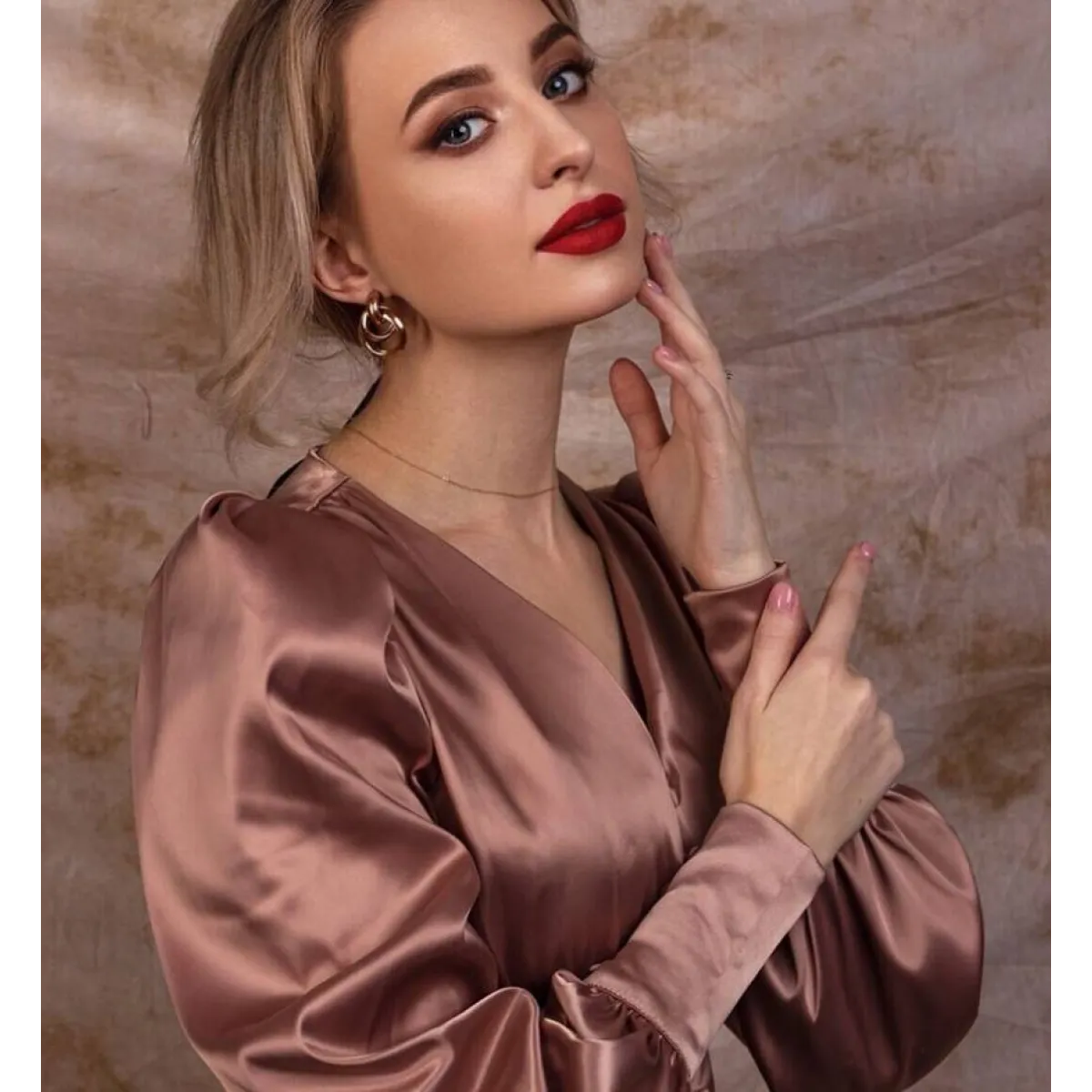 Satin Puff Sleeve Dress