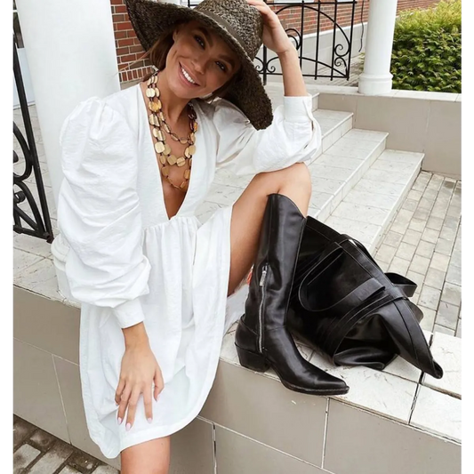 Puff Sleeve Mini Dress