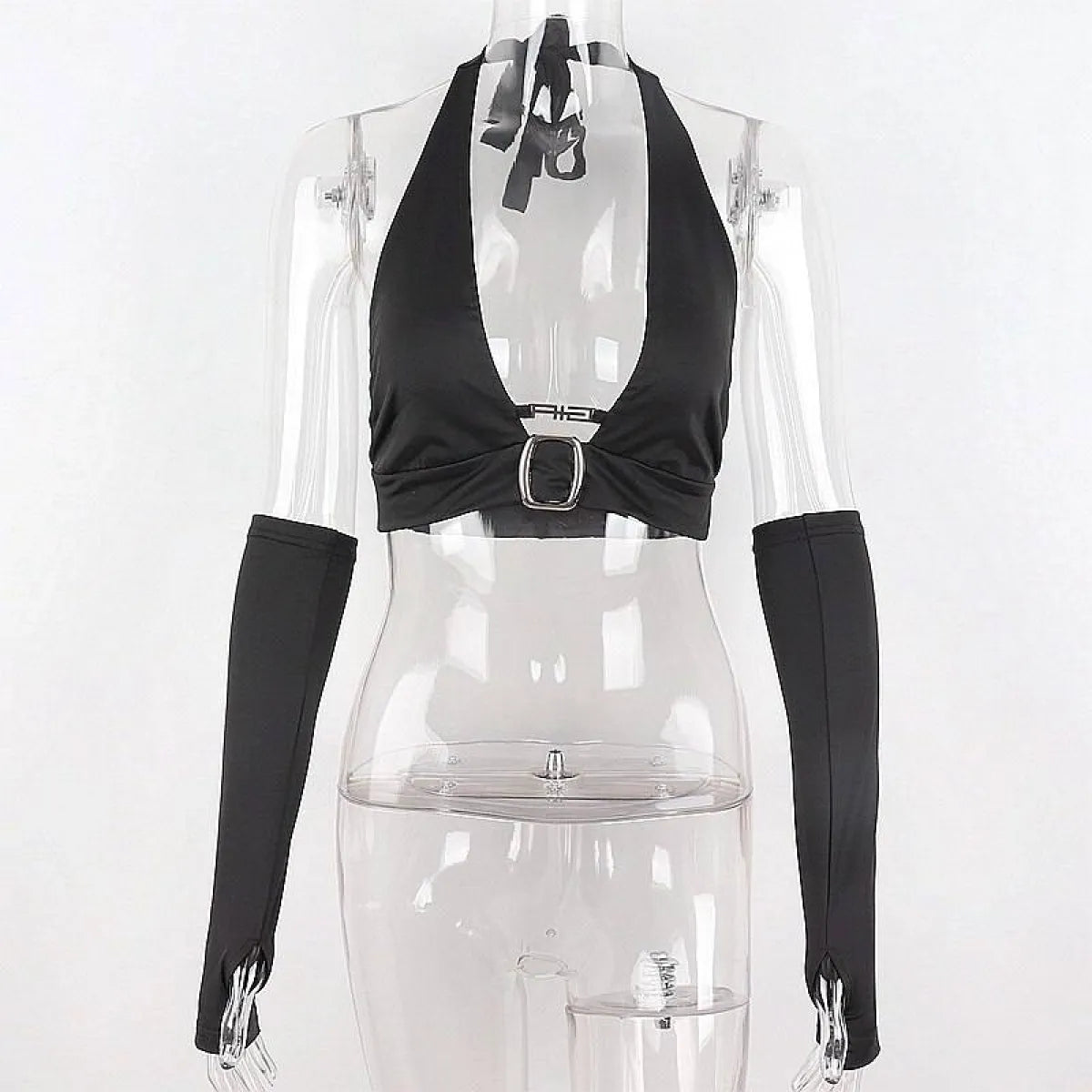 Punk Black Halter Tops