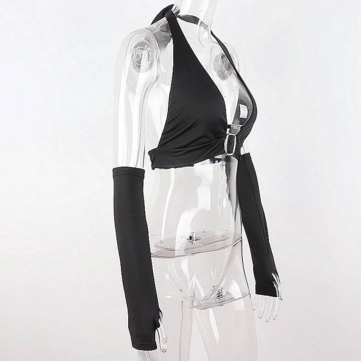 Punk Black Halter Tops