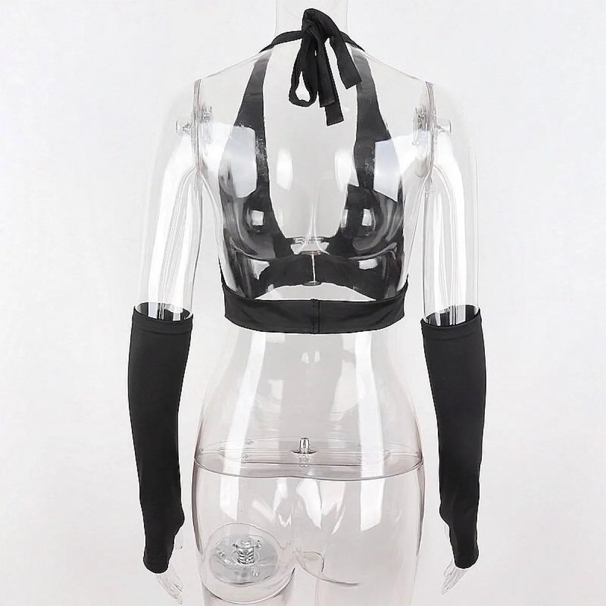 Punk Black Halter Tops