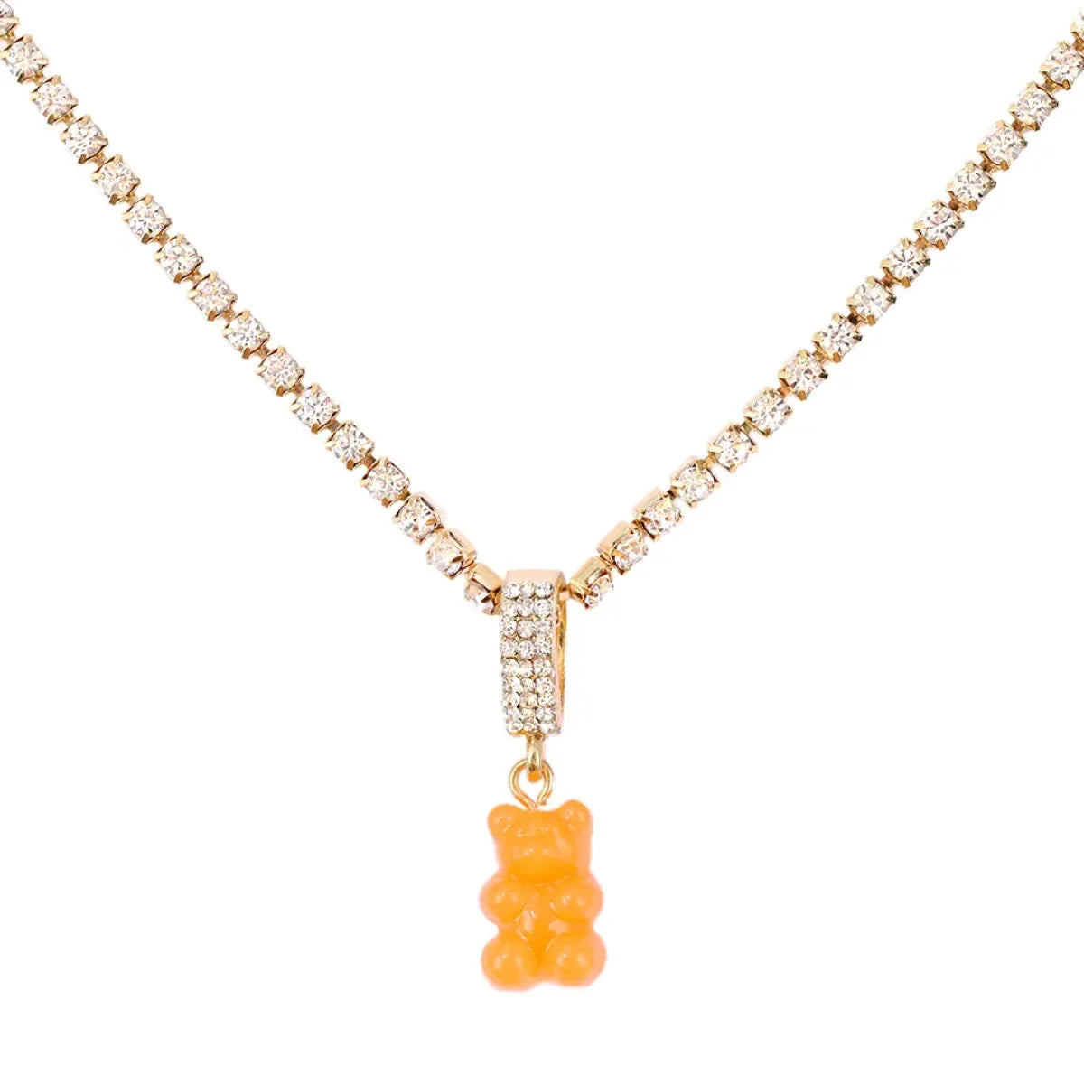 Punk Gummy Bear Crystal Choker - Colorful Metal Multi-layer Necklace