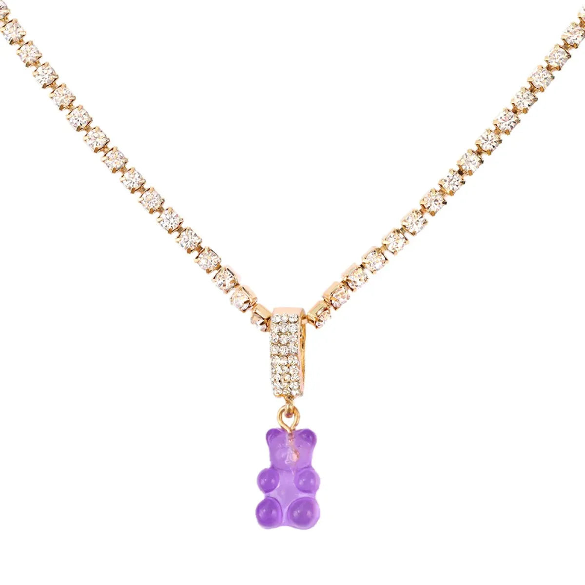 Punk Gummy Bear Crystal Choker - Colorful Metal Multi-layer Necklace