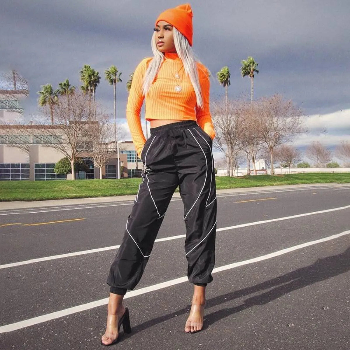 Fashion Reflective Strip Sweatpants