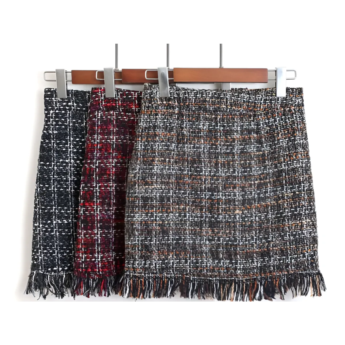 Retro Style Woolen Mini Skirt