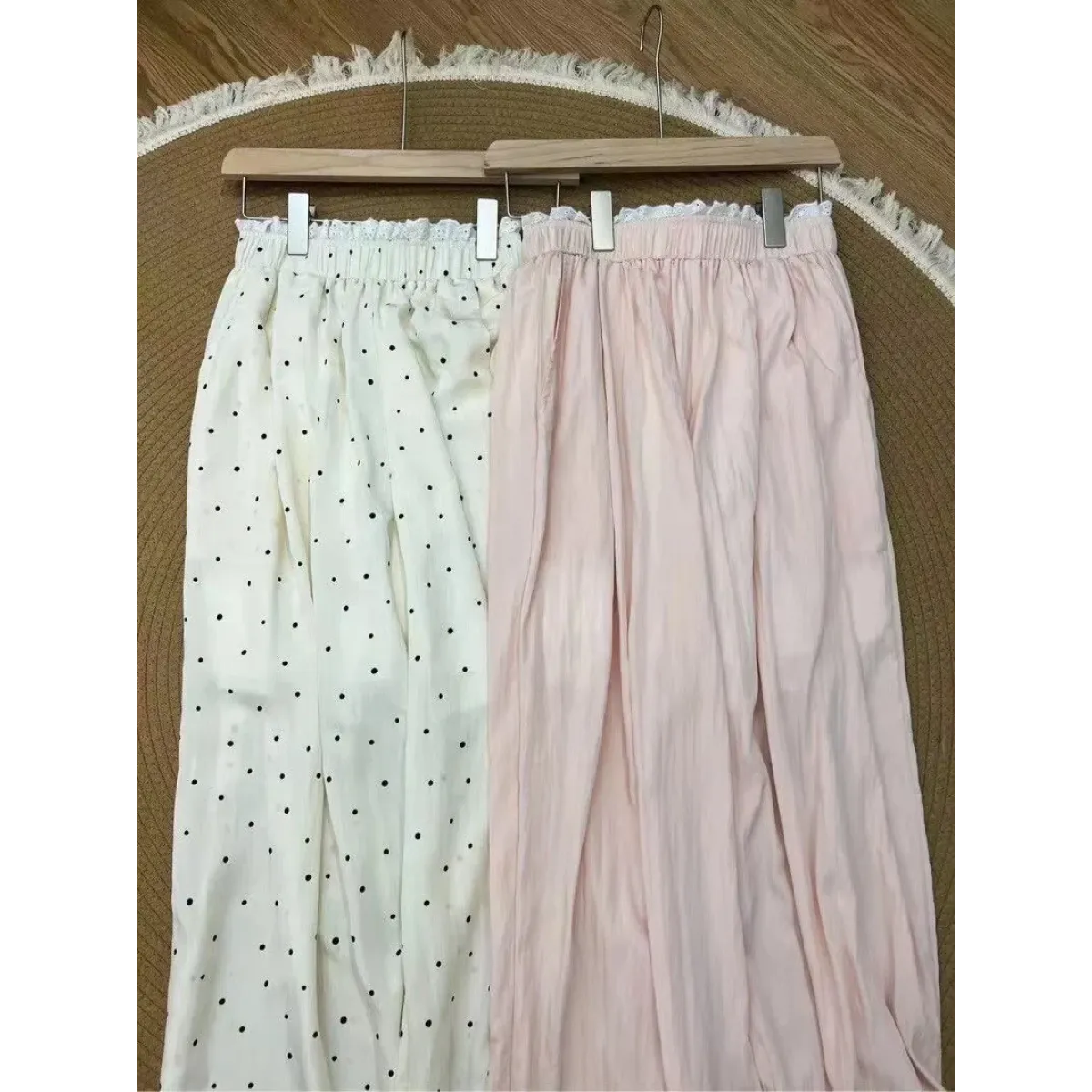 Lace Trim Wide Leg Pants – Retro Y2K Harajuku Casual Trousers