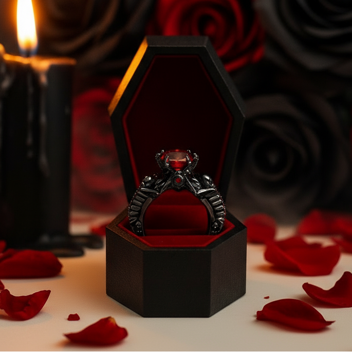 My Ride or Die Promise Ring (Biker Series)- 1.5 Ct Round Cut Diamond Gothic Ring