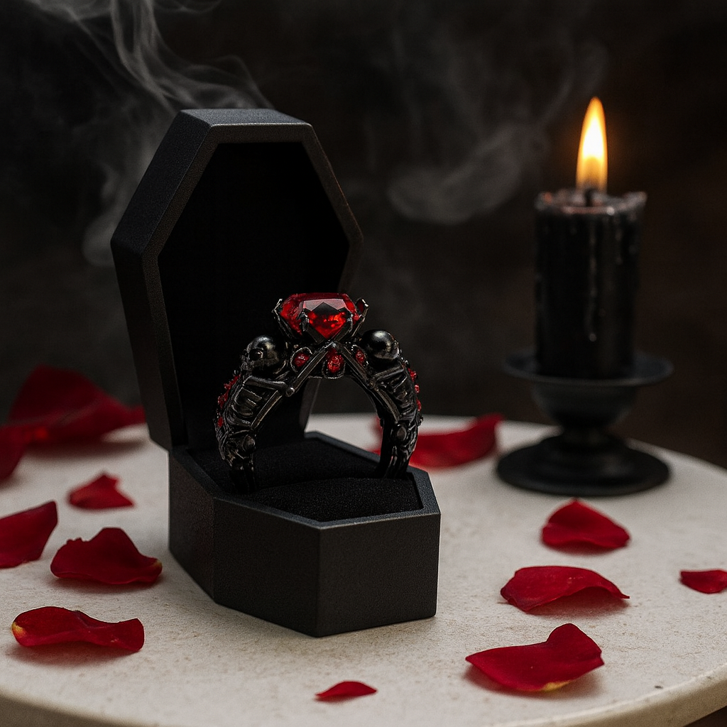 My Ride or Die Promise Ring (Biker Series)- 1.5 Ct Round Cut Diamond Gothic Ring