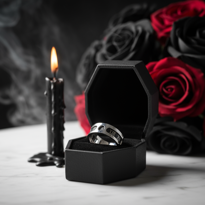 Rotatable Gothic Roman Numbers Men's Ring Band