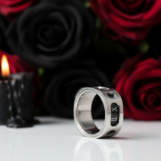 Rotatable Gothic Roman Numbers Men's Ring Band