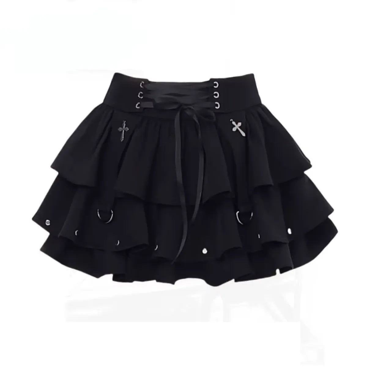 Gothic High-Waist Ruffle Mini Skirt – Y2K Harajuku E-Girl