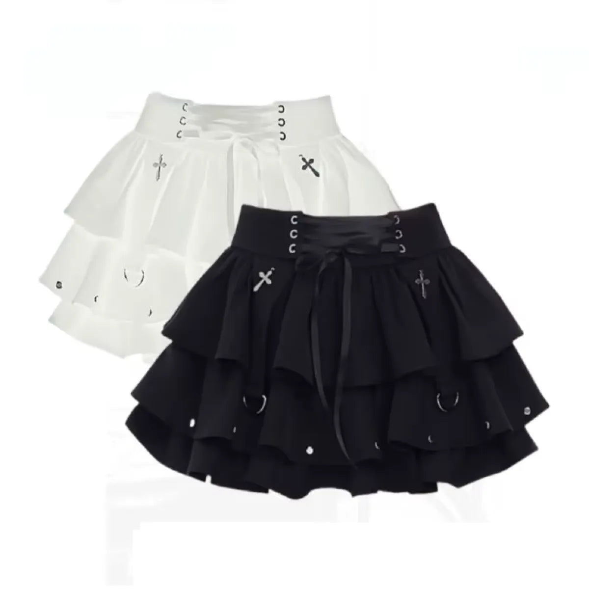 Gothic High-Waist Ruffle Mini Skirt – Y2K Harajuku E-Girl