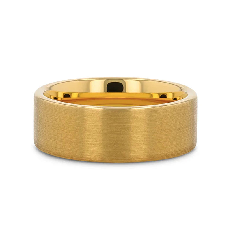 AUDEN Gold-Plated Flat Brushed Tungsten Wedding Ring — 4mm, 6mm & 8mm
