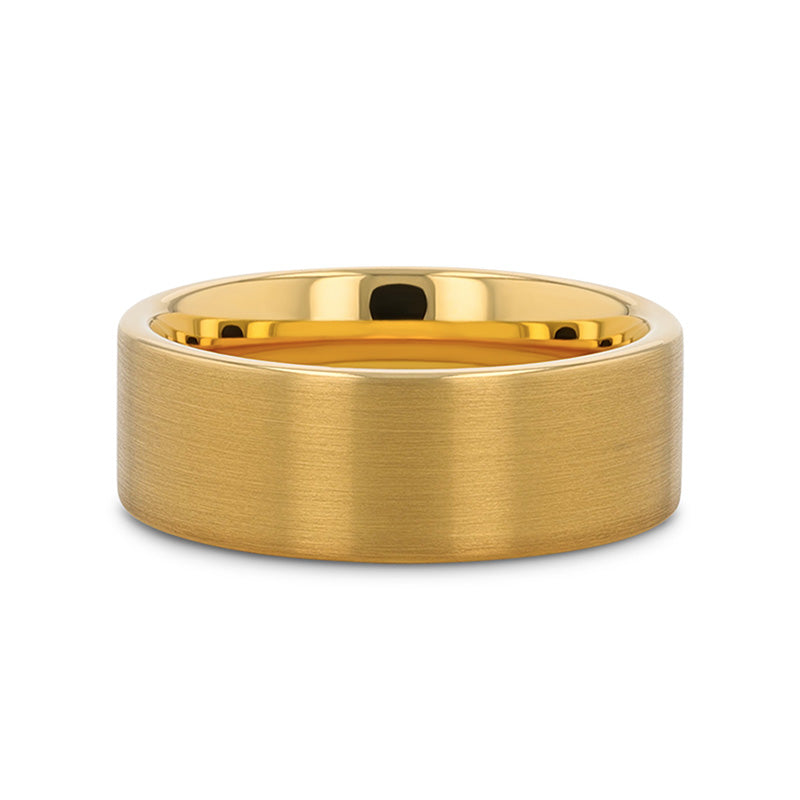 AUDEN Gold-Plated Flat Brushed Tungsten Wedding Ring — 4mm, 6mm & 8mm