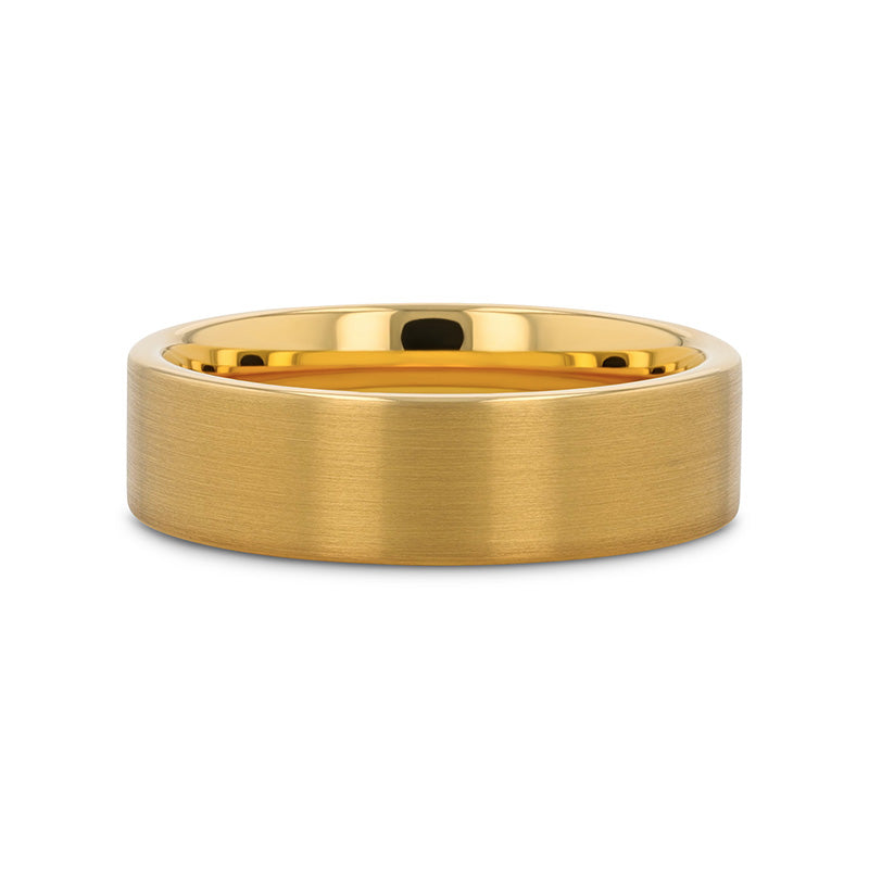 AUDEN Gold-Plated Flat Brushed Tungsten Wedding Ring — 4mm, 6mm & 8mm