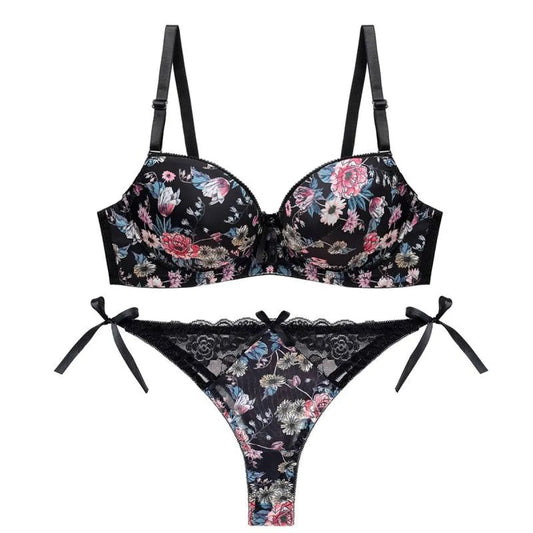 Sexy Floral Bra - Thong Set