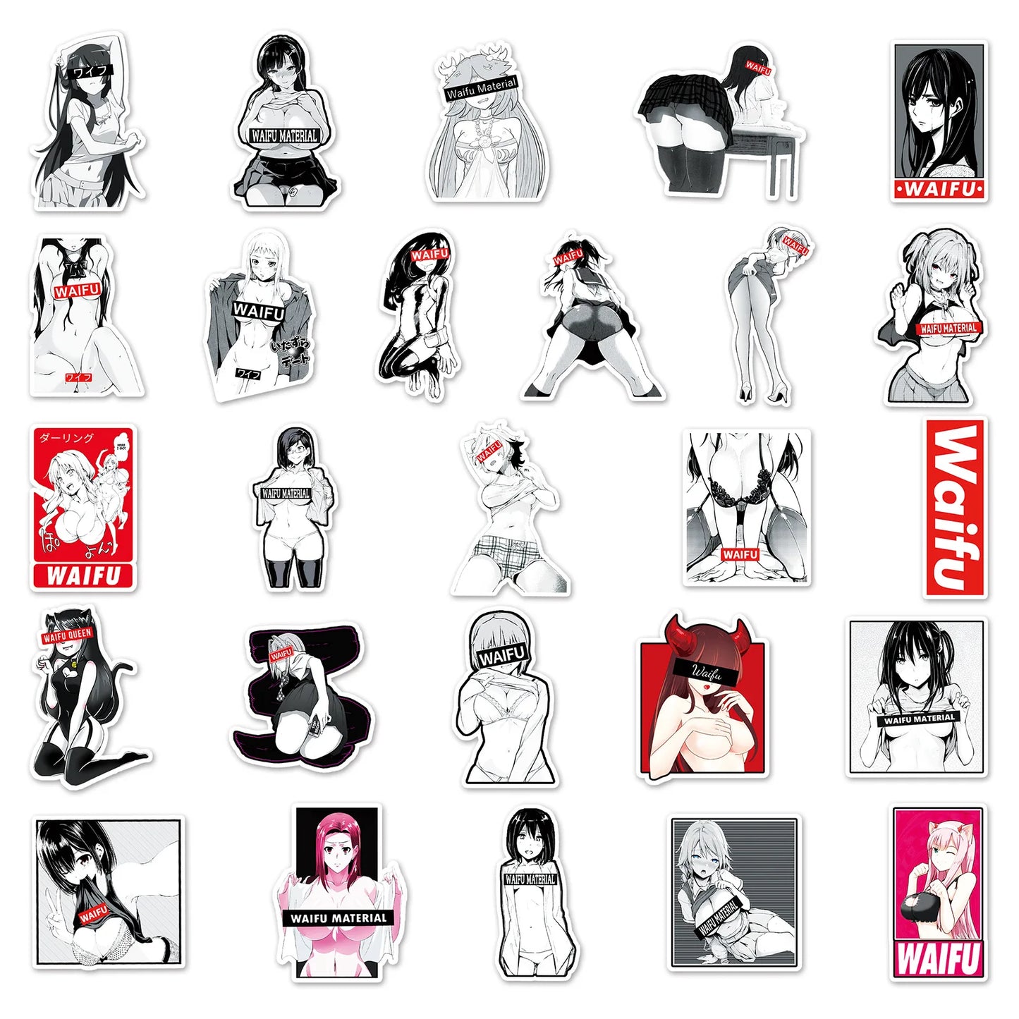 Sexy Waifu Girl Stickers - 10/30/50/101PCS - Hentai Adult Anime Decals