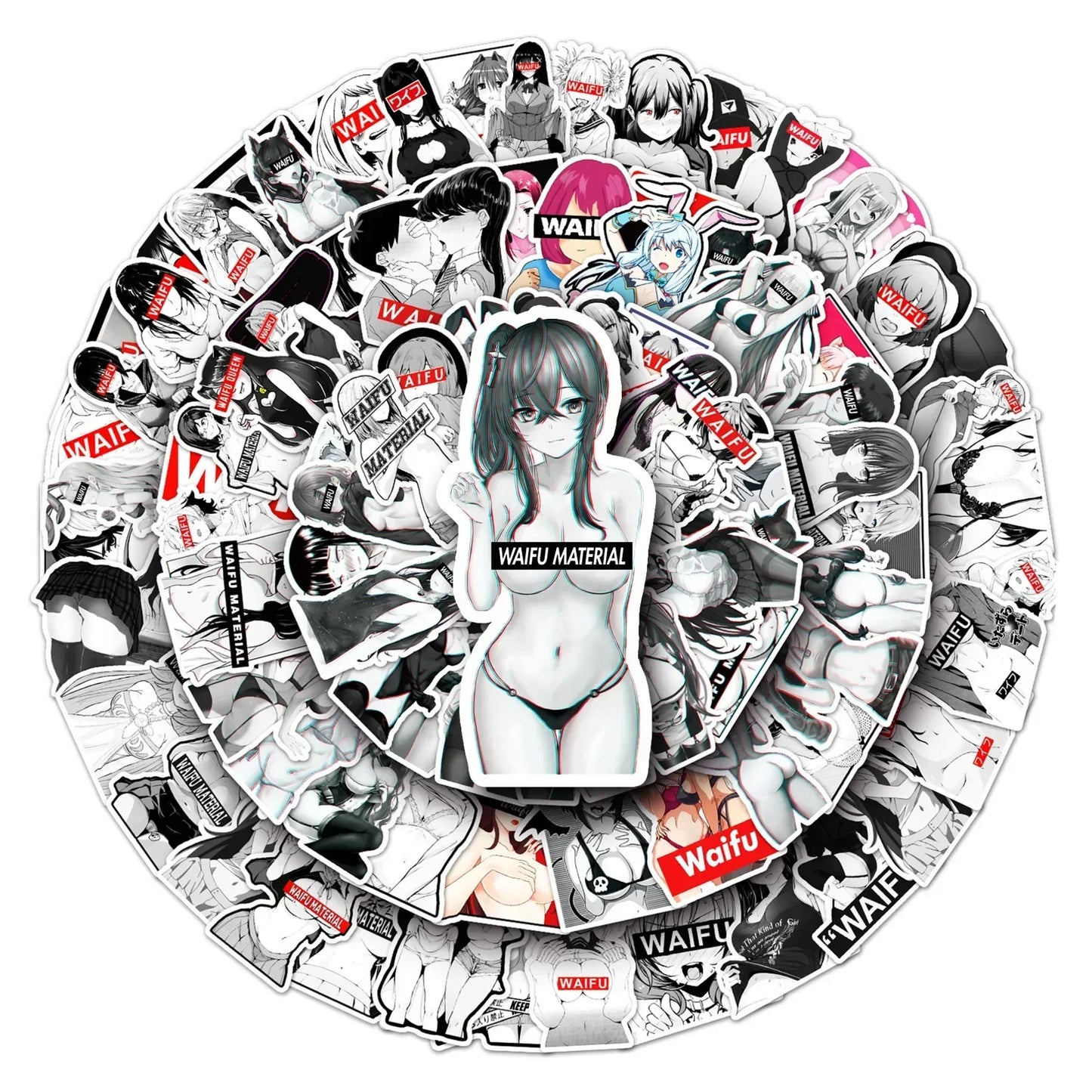 Sexy Waifu Girl Stickers - 10/30/50/101PCS - Hentai Adult Anime Decals