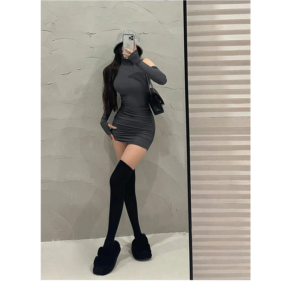 Sleeveless Mini Dress: High Neck Lace-Up