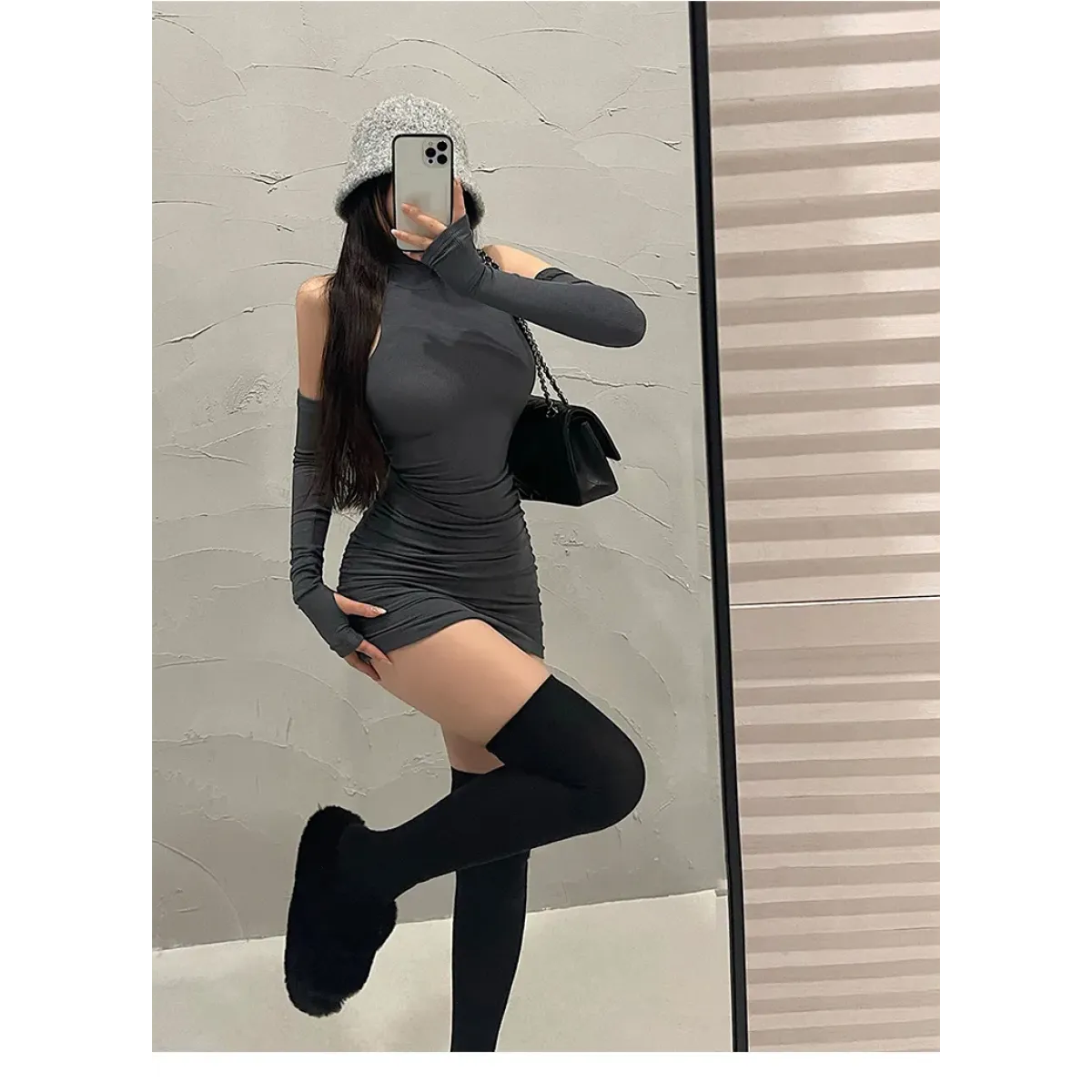 Sleeveless Mini Dress: High Neck Lace-Up