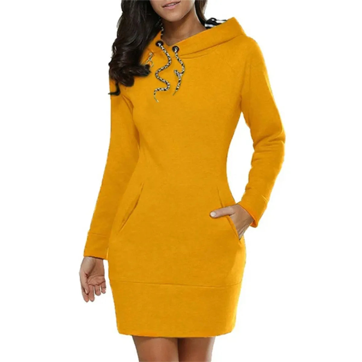 Casual Sweater Dress - Slim Fit Long Sleeve Pullover Sweatshirt