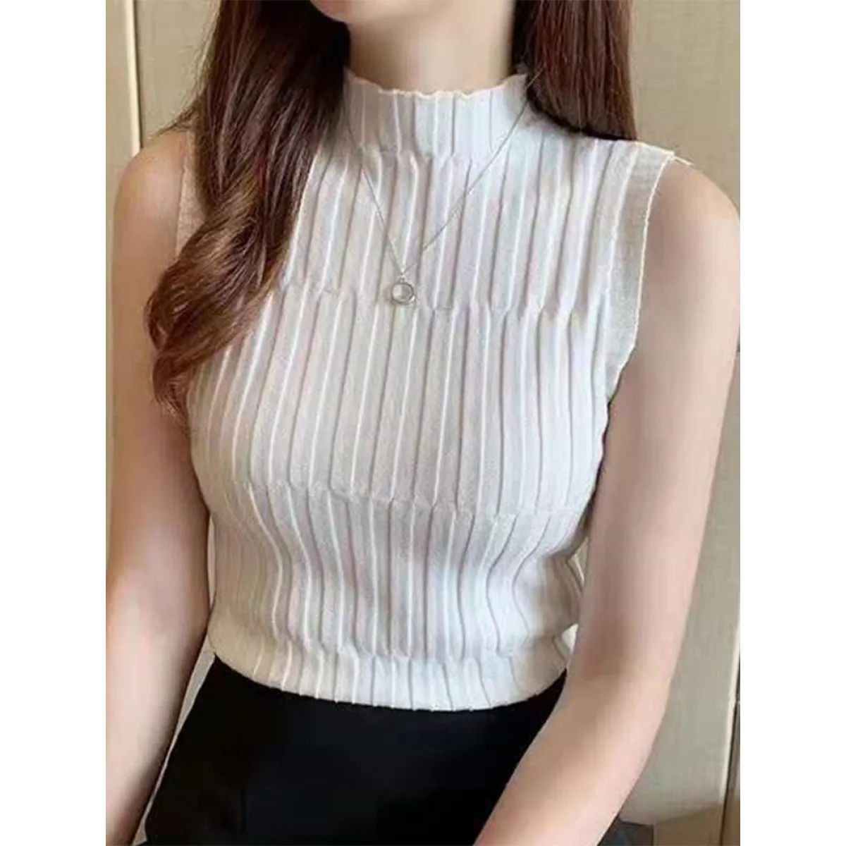 Solid Knitted Vest Tank Tops