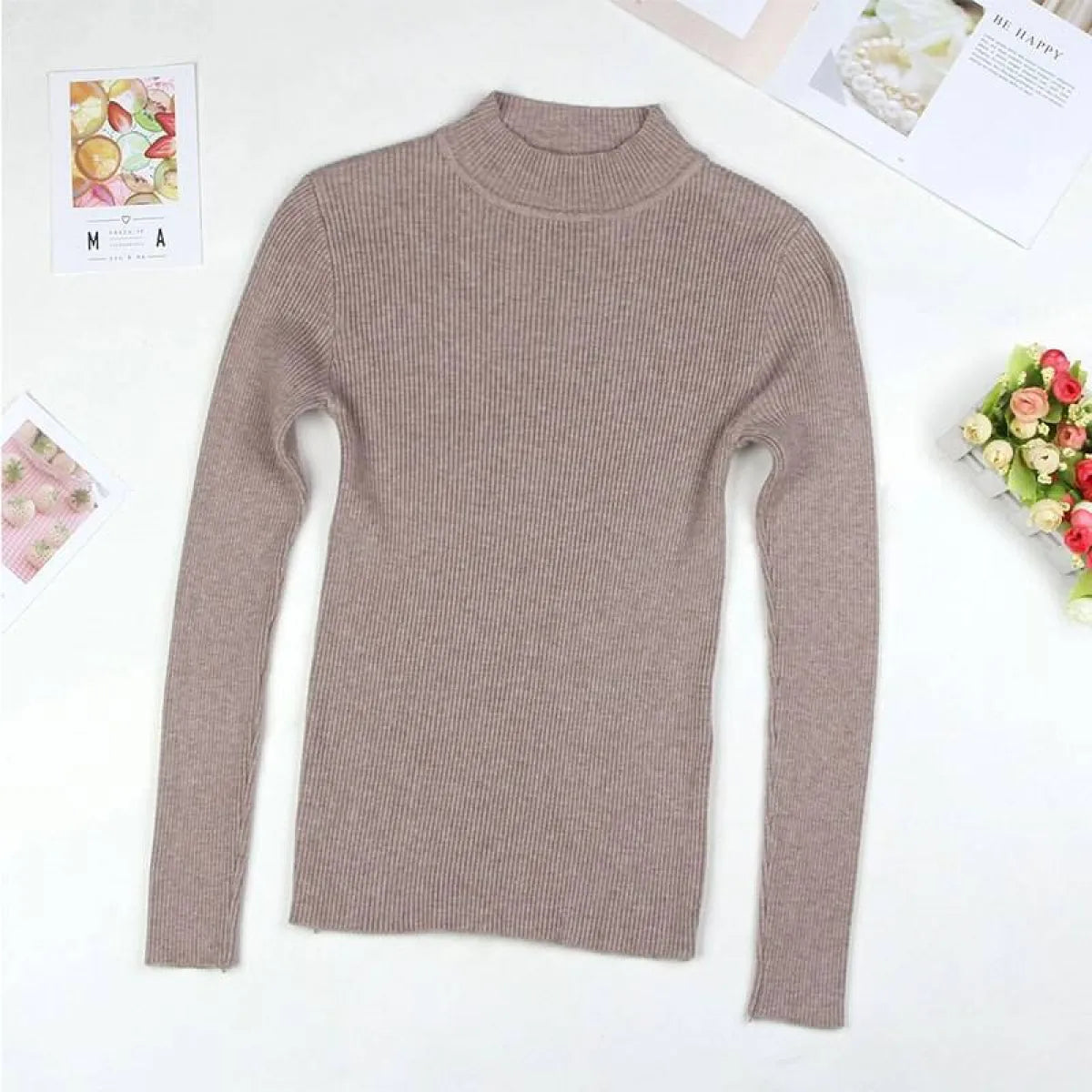 Solid Turtleneck Sweater