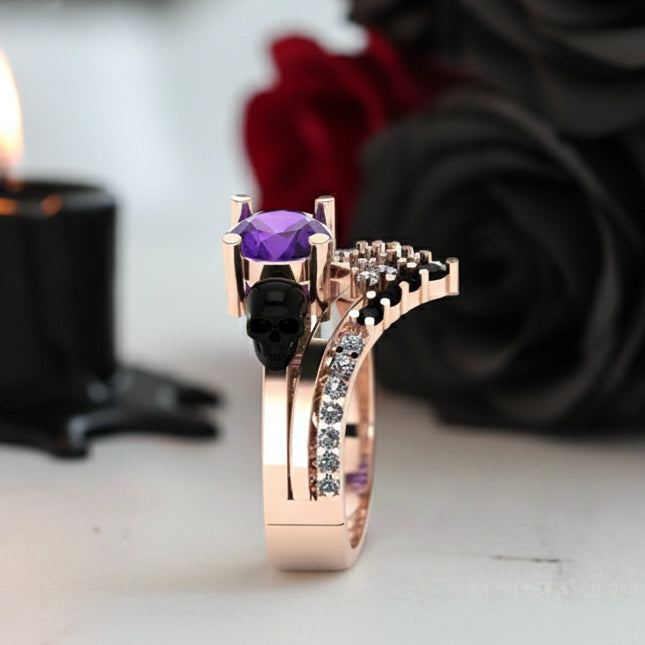 Soulmate- 1ct Violet Round Cut Created Diamond Gothic Ring