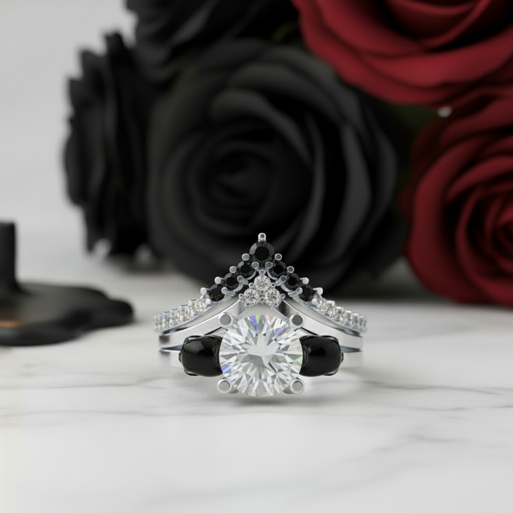 Soulmate- 1ct Violet Round Cut Created Diamond Gothic Ring