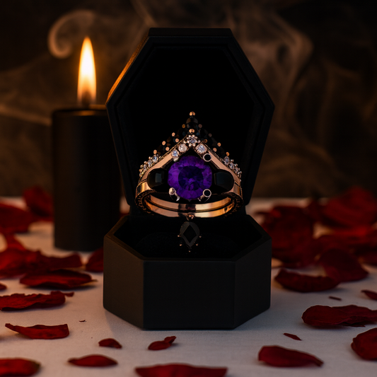 Soulmate- 1ct Violet Round Cut Created Diamond Gothic Ring