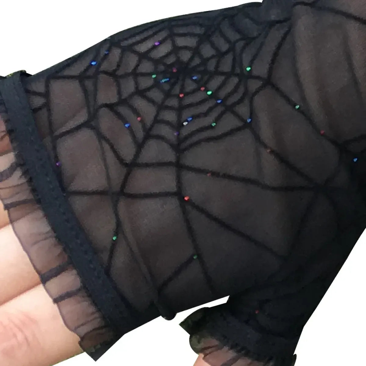 Black Spider Web Lace Gloves - Gothic Punk Harajuku Fashion