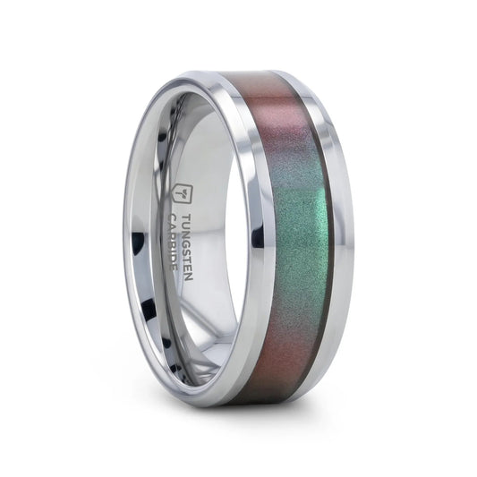 STINGRAY Tungsten Carbide Ring with Blue/Purple Color Changing Inlay - 4mm - 10mm