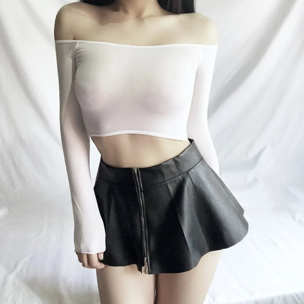 Super Mini Pleated PU Leather Skirt