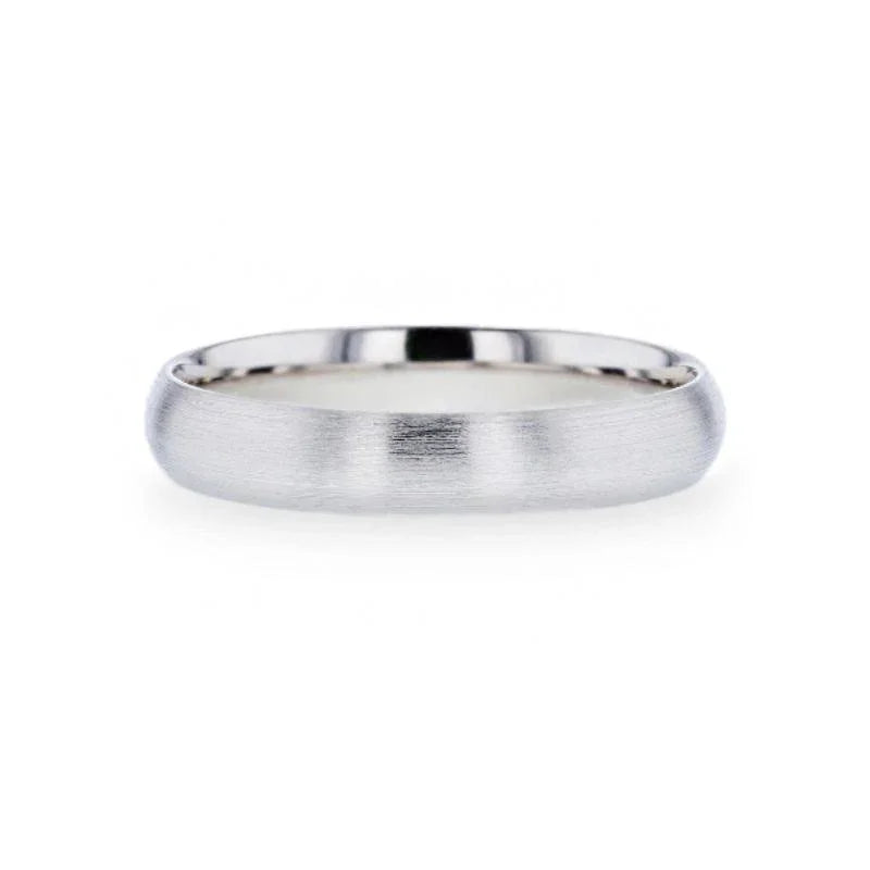 EMPRESA Silver Brushed Finish Domed Women's Wedding Band - 4mm