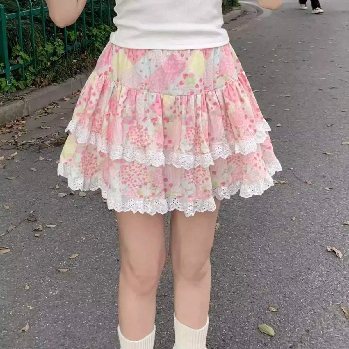 Floral Ruffle Skirt – Kawaii Sweet Lolita Layered Mini