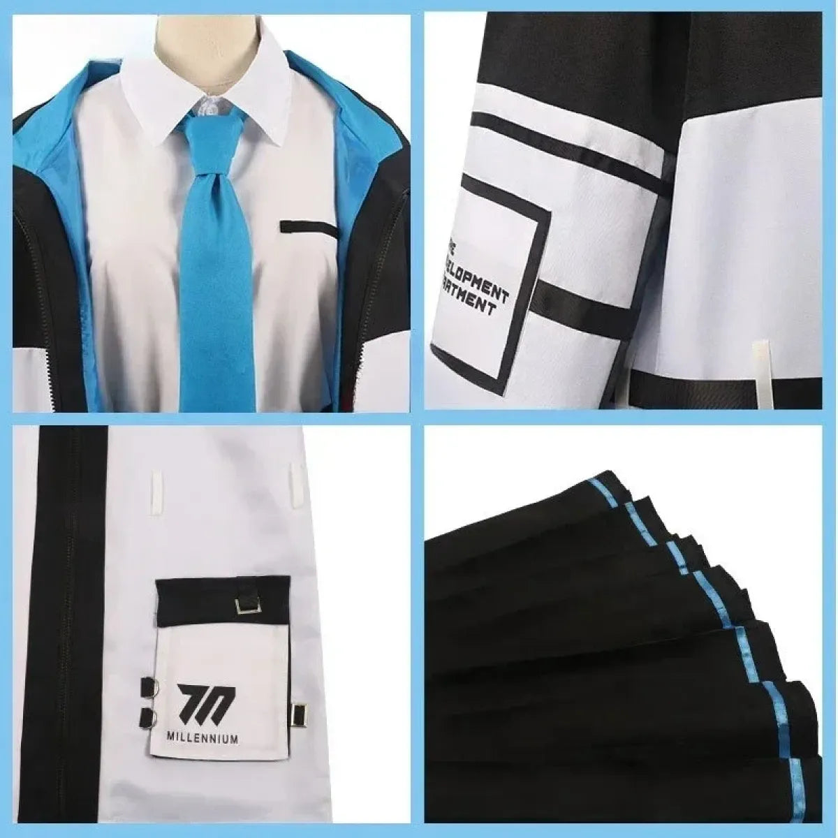 Blue Archive Tendou Arisu Cosplay Costume – Uniform, Wig & Coat Set