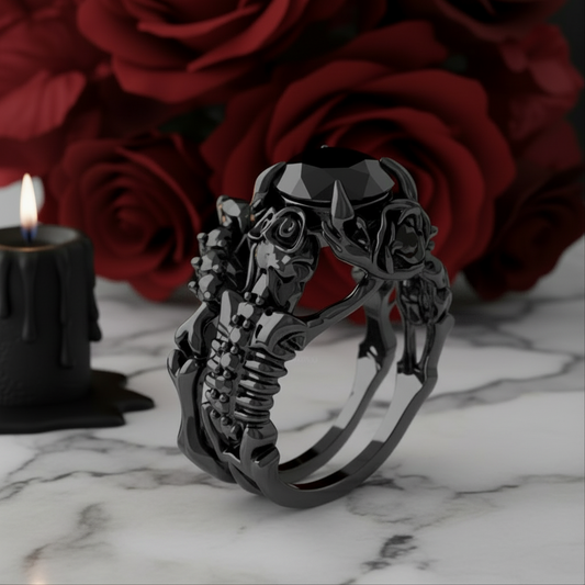 Together Forever- 1.25 Carat Black Diamond Gothic Ring Set