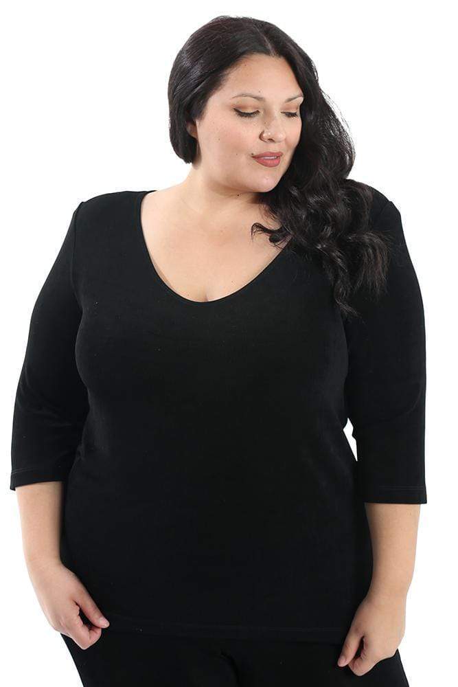 Vikki Vi Classic Black Deep Scoop Neck Top
