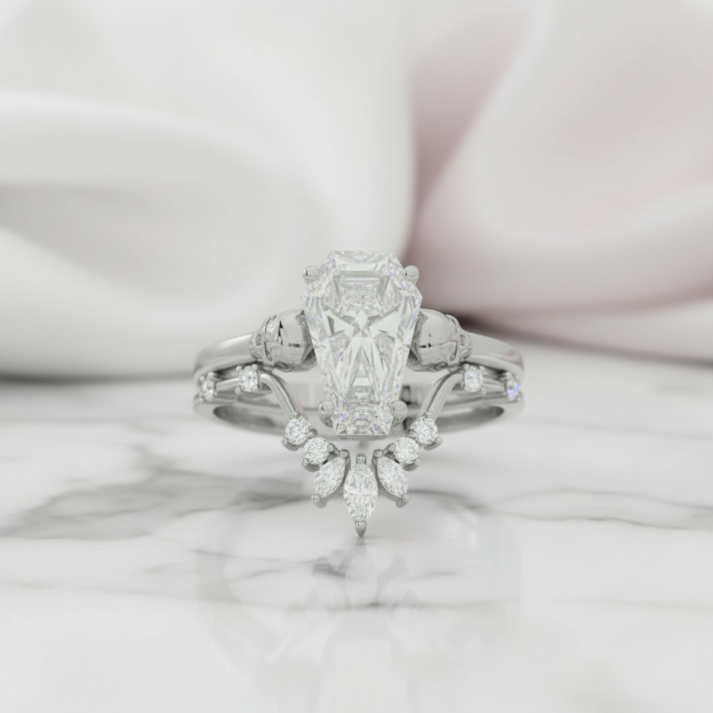 True Love Rings- 14k White Gold Limited Coffin Cut Diamond Rings