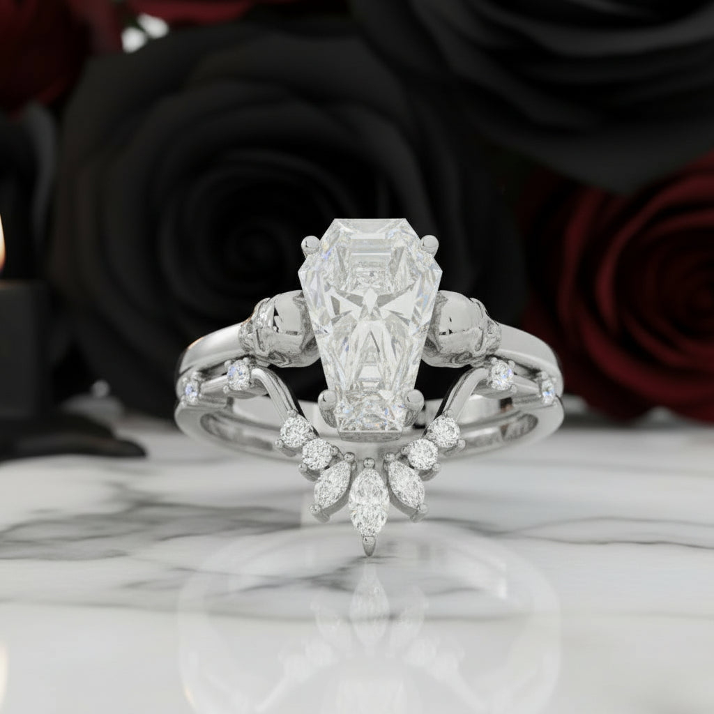 True Love Rings- 14k White Gold Limited Coffin Cut Diamond Rings