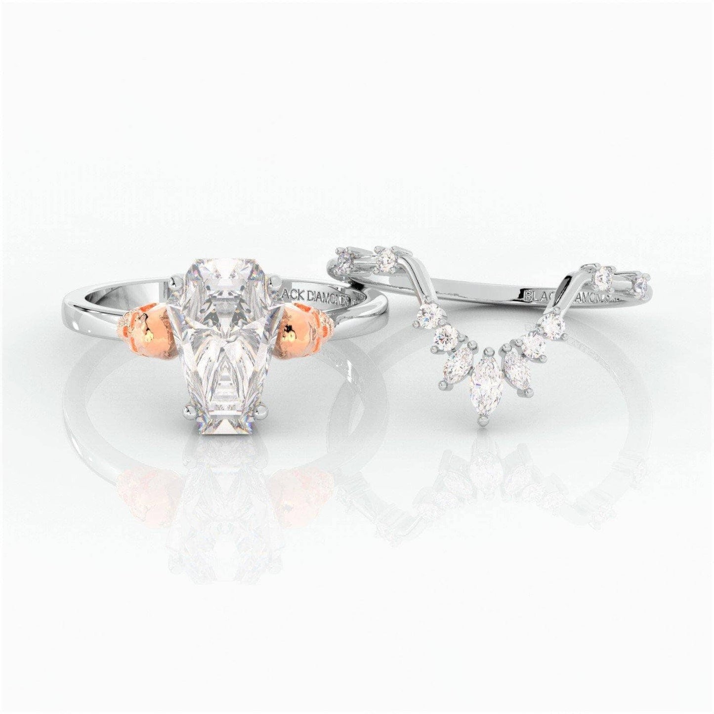 True Love Rings- 14k White Gold Limited Coffin Cut Diamond Rings