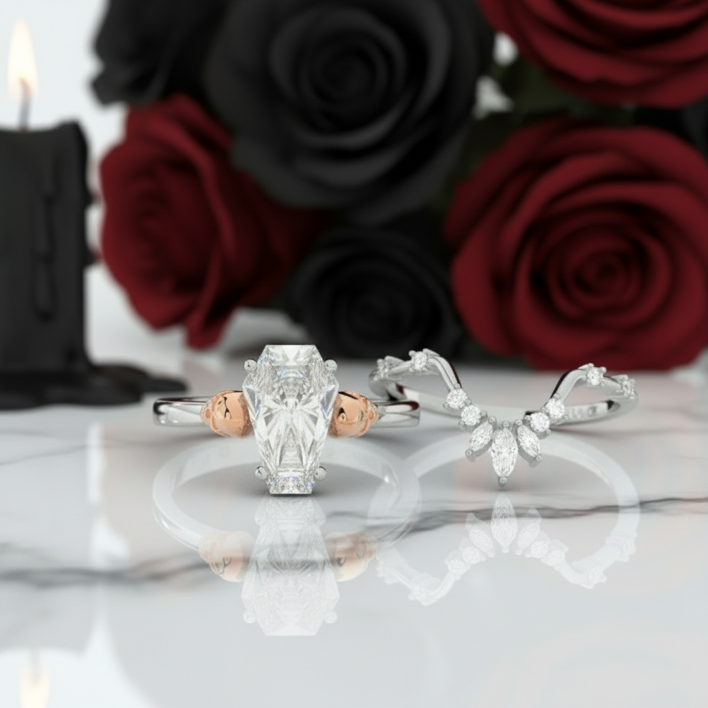 True Love Rings- 14k White Gold Limited Coffin Cut Diamond Rings