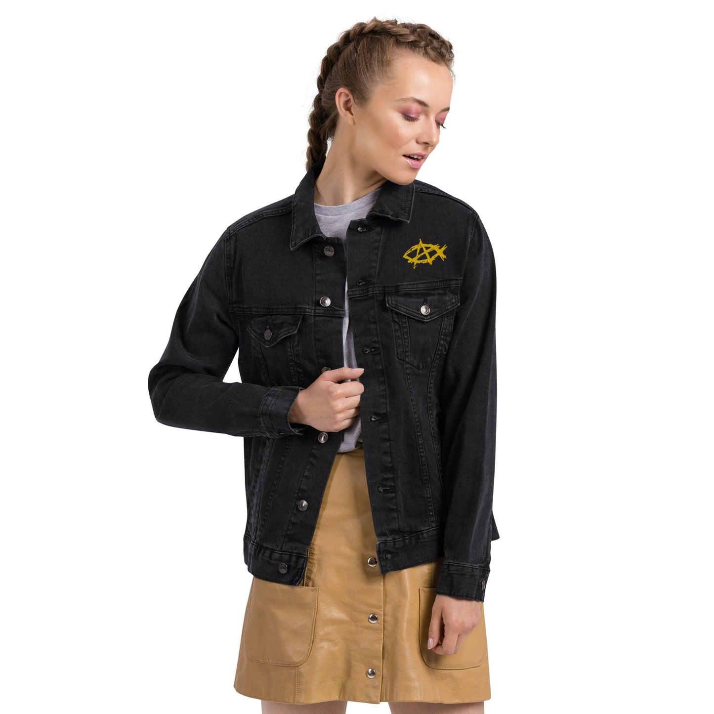 Anarchochristian Embroidered Unisex denim jacket