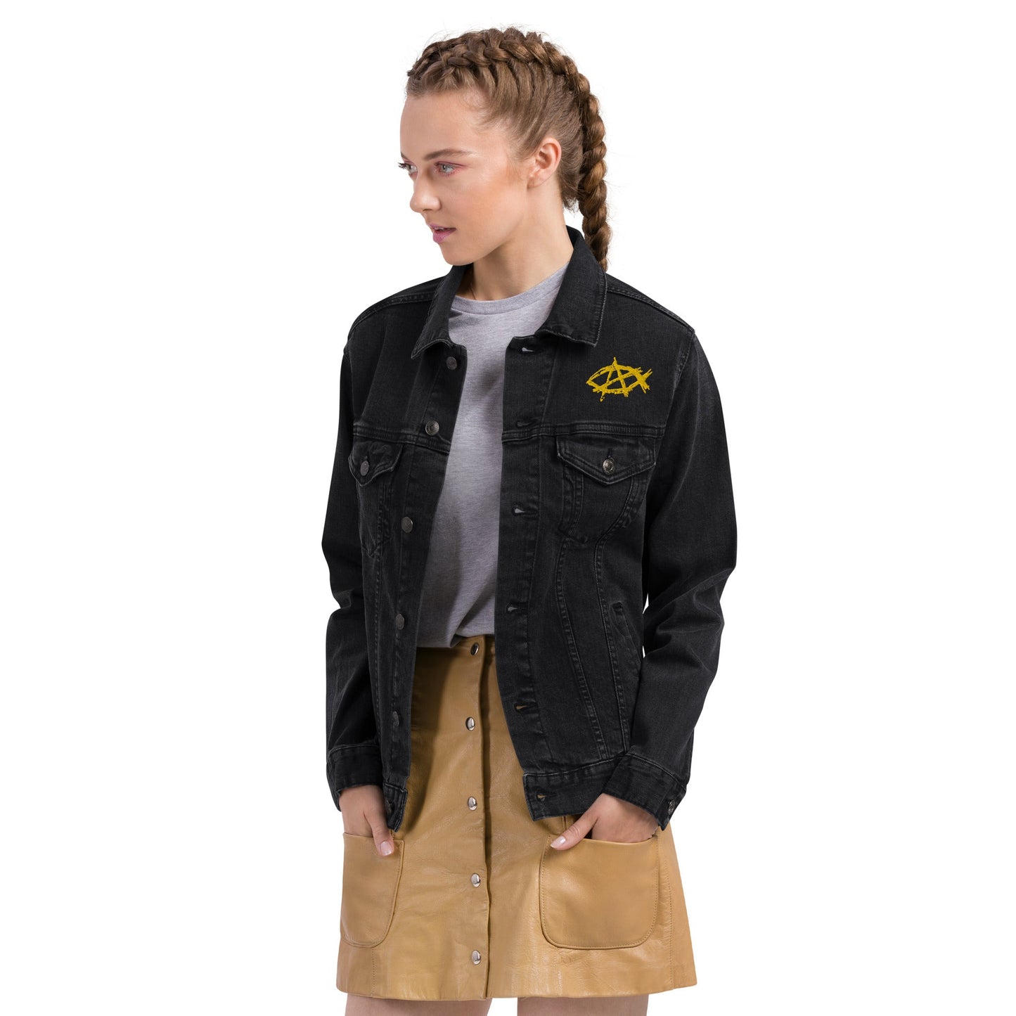 Anarchochristian Embroidered Unisex denim jacket
