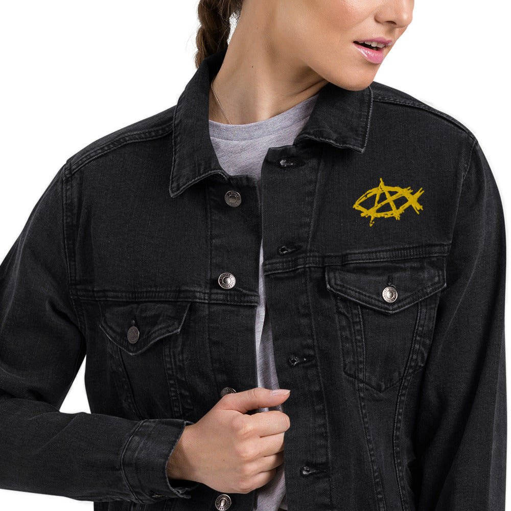 Anarchochristian Embroidered Unisex denim jacket