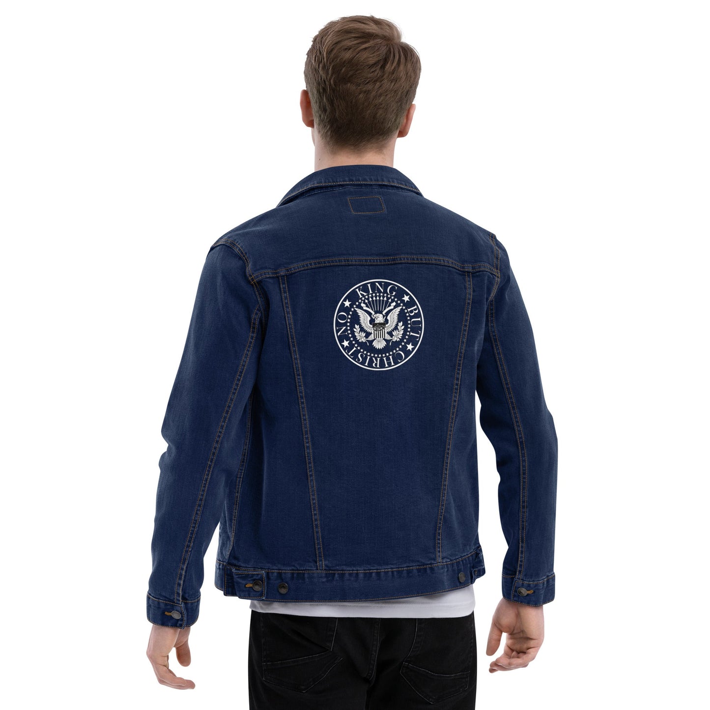 Anarchochristian Embroidered Unisex denim jacket