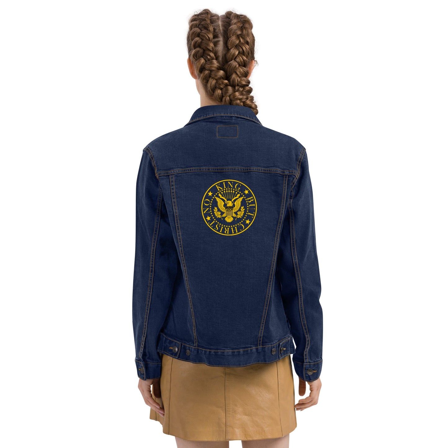Anarchochristian Embroidered Unisex denim jacket